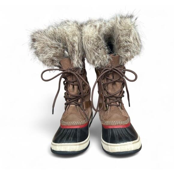 Sorel Joan of Arctic Brown Fur Snow Winter Boots Womens Size 6 Waterproof - Picture 2 of 9